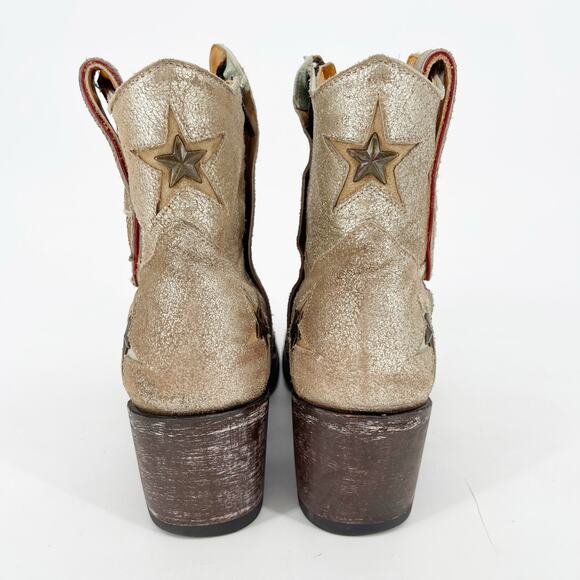 Old Gringo Mexicana Metallic Star Studded Western Cowgirl Ankle Boot size 7.5 - Picture 8 of 12